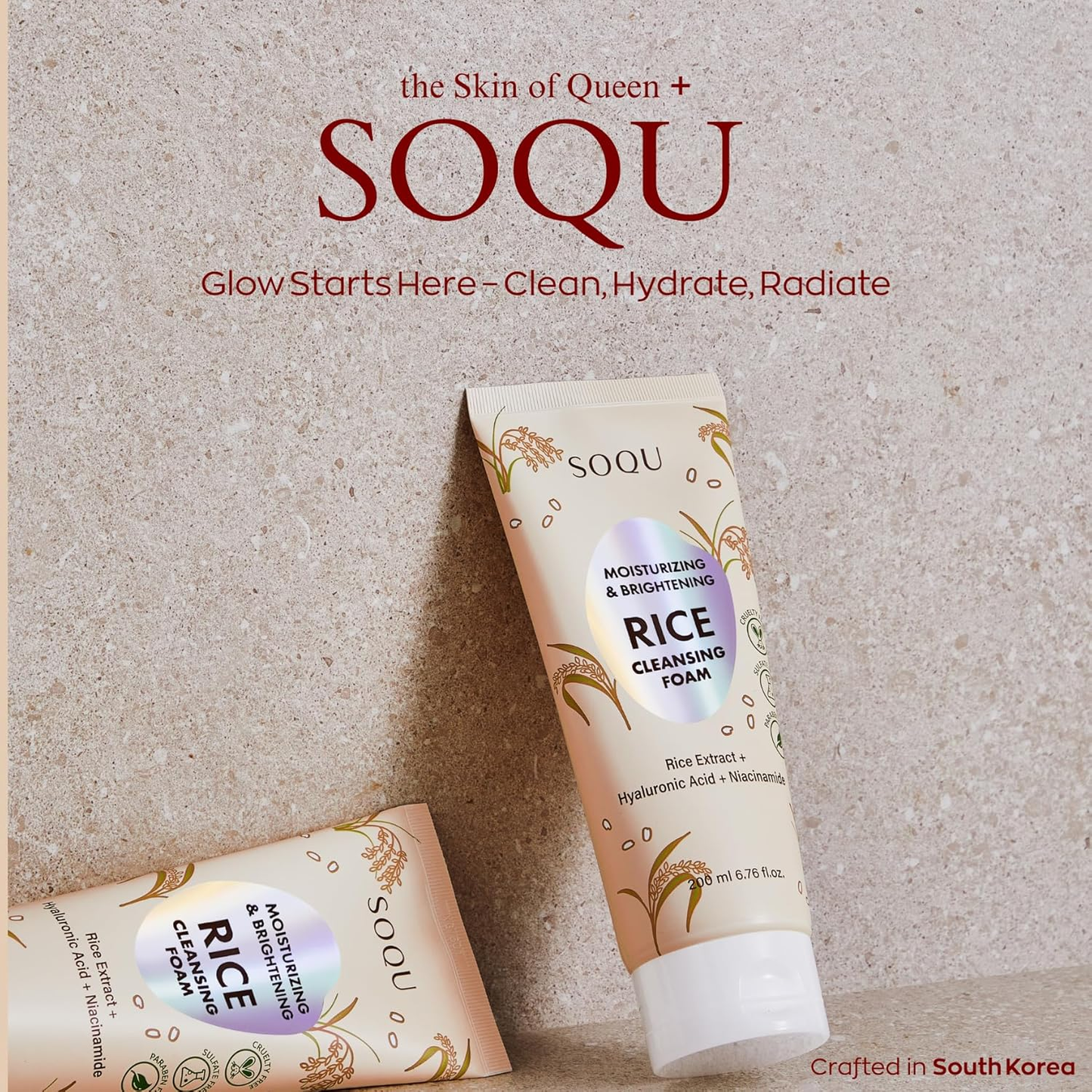 SOQU Moisturizing and Brightening Rice Foam