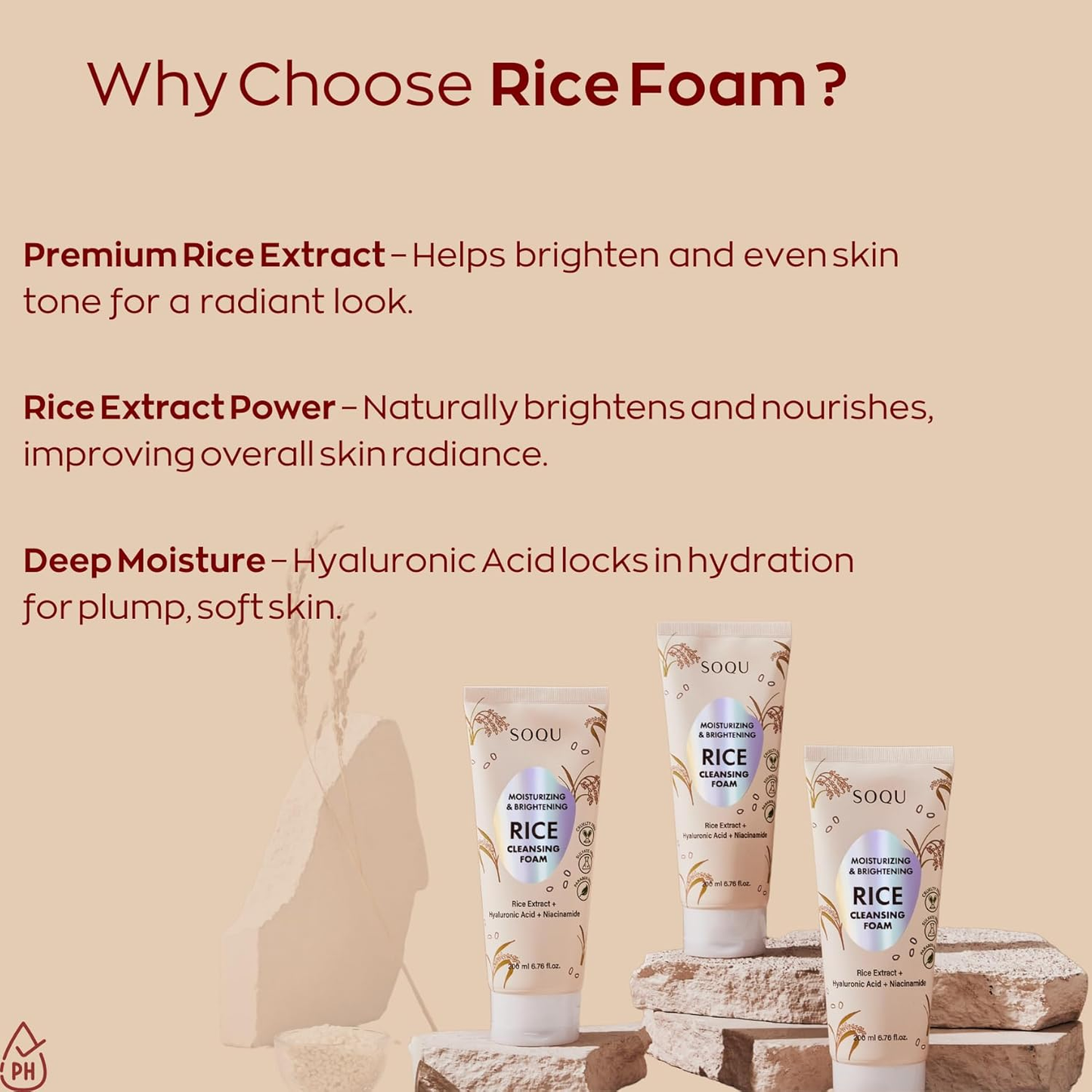 SOQU Moisturizing and Brightening Rice Foam